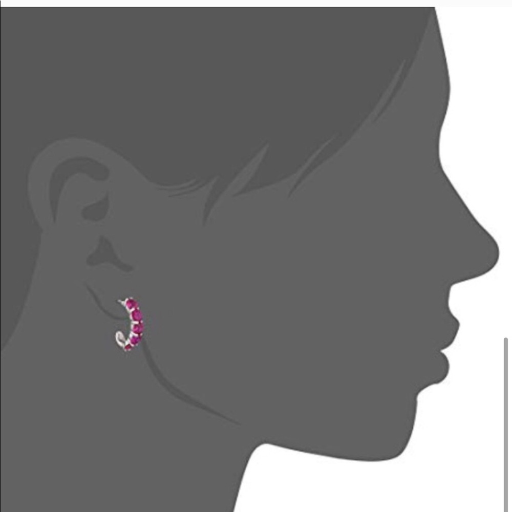 Nwot Sterling Silver Round Created Ruby Earrings - image 6